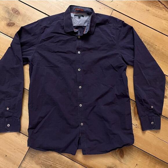 Ted Baker Men's Button Down Collared Shirt.  Purply Blue color! Size 4 - Picture 1 of 5